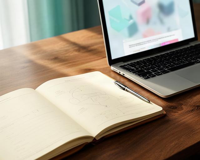 Open legal notebook beside a laptop showing a technology news website on a quiet wooden desk